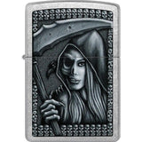 Zippo Grim Beauty Lighter - Street Chrome Finish for Collectors and Gothic Style Enthusiasts by Zippo