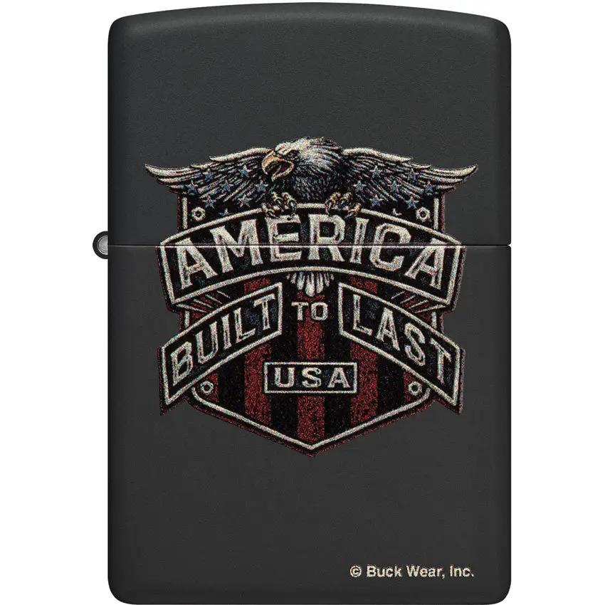 Zippo Buck Wear America Lighter - Black Matte Finish Gift Ready Collectible For Outdoorsmen by Zippo