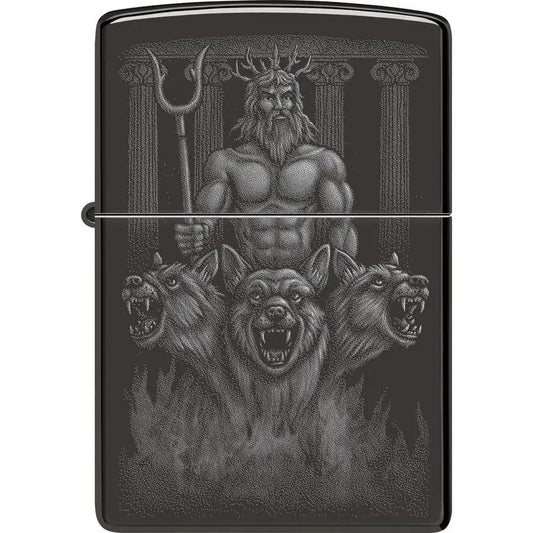 Zippo Greek Dogs Lighter 46264 - High Polish Black Ice Finish Gift Boxed for Fraternity Members by Zippo