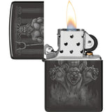 Zippo Greek Dogs Lighter 46264 - High Polish Black Ice Finish Gift Boxed for Fraternity Members by Zippo