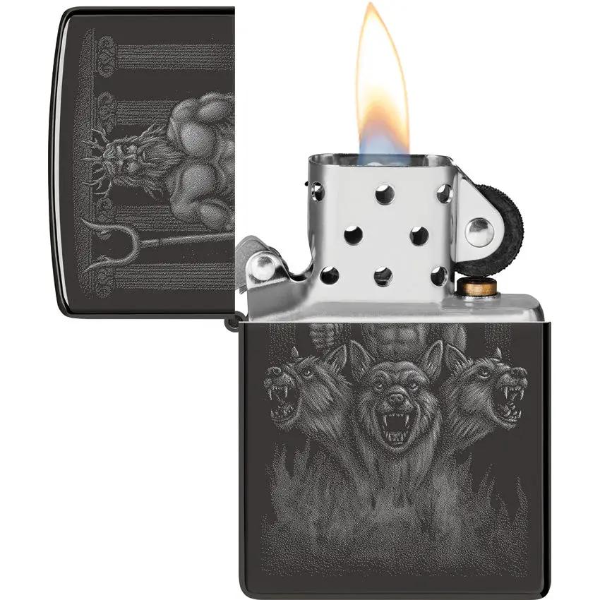 Zippo Greek Dogs Lighter 46264 - High Polish Black Ice Finish Gift Boxed for Fraternity Members by Zippo
