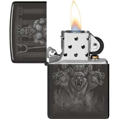 Zippo Greek Dogs Lighter 46264 - High Polish Black Ice Finish Gift Boxed for Fraternity Members by Zippo