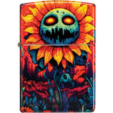 Zippo Spooky Sunflower Lighter - Tumbled Brass Finish Collectible Gift for Halloween Fans by Zippo