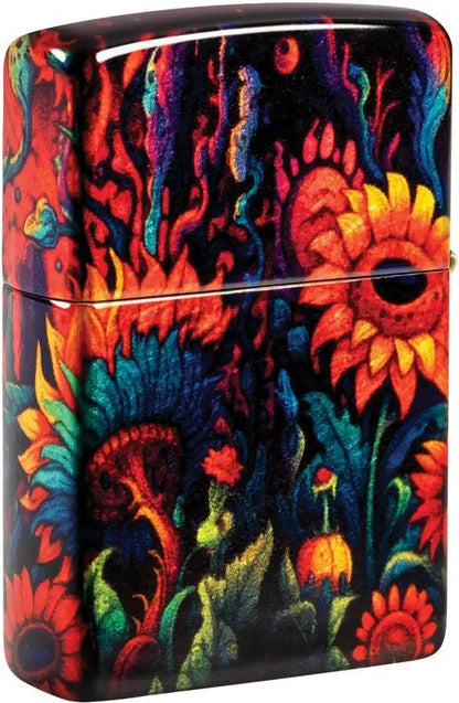 Zippo Spooky Sunflower Lighter - Tumbled Brass Finish Collectible Gift for Halloween Fans by Zippo