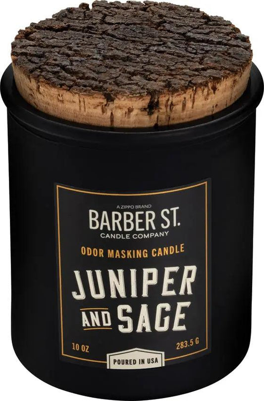 Zippo Barber Street Juniper Candle - 10 Oz Soy Wax With Cedar Wick Odor Masking For Him by Zippo
