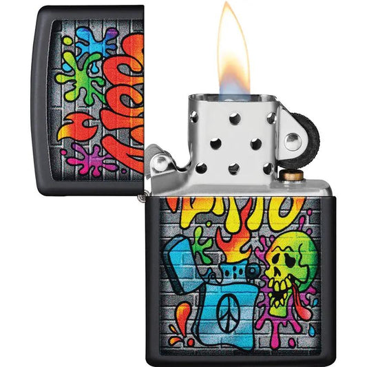 Zippo Street Art Lighter 49605 - Black Matte Windproof Collector Gift Ready For Art Lovers by Zippo