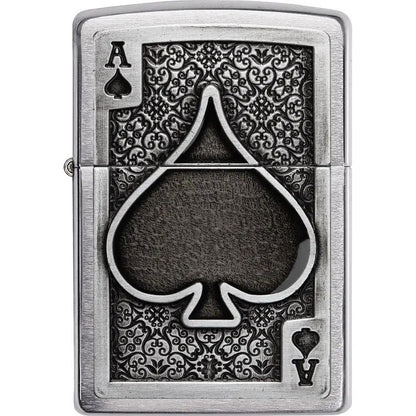 Zippo Ace Of Spades Emblem Lighter Brushed Chrome - Iconic Gift For Collectors And Enthusiasts by Zippo