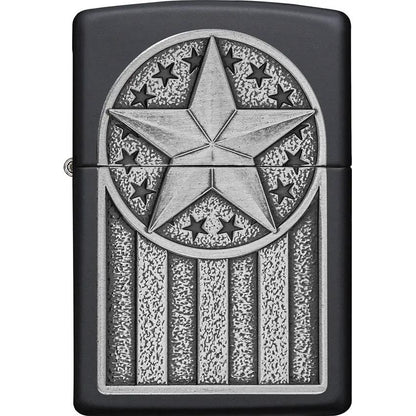 Zippo American Metal Emblem Lighter Black Matte Finish Gift Boxed Compact Pocket Sized For Collectors And EDC by Zippo