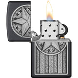 Zippo American Metal Emblem Lighter Black Matte Finish Gift Boxed Compact Pocket Sized For Collectors And EDC by Zippo
