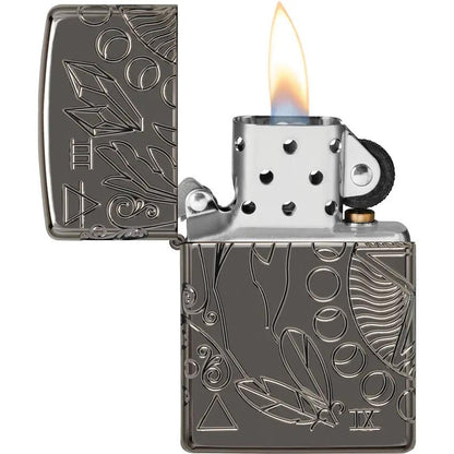 Zippo Armor Lighter - Wicca Design Black Ice Finish Durable Collectible Gift For Occult Practitioners by Zippo
