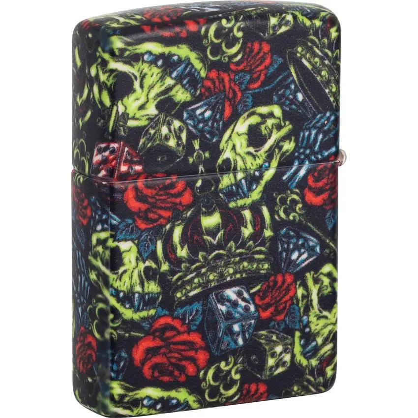 Zippo Skull Crown Design Lighter - Premium 540 Color Wrap Finish For Collectors And Gift Buyers by Zippo