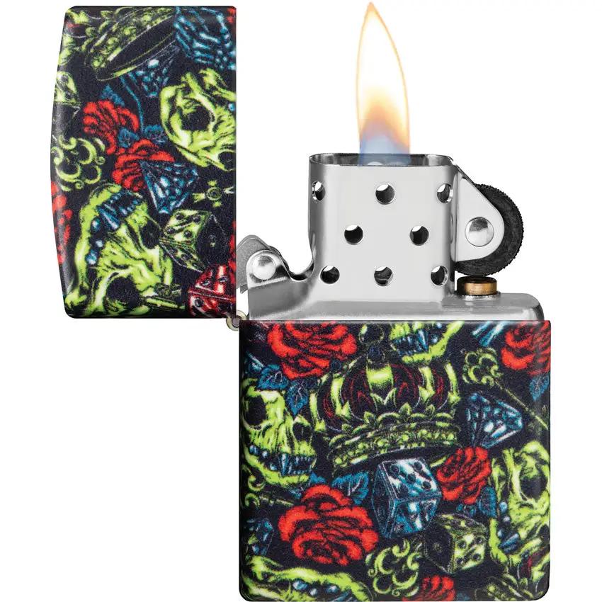 Zippo Skull Crown Design Lighter - Premium 540 Color Wrap Finish For Collectors And Gift Buyers by Zippo