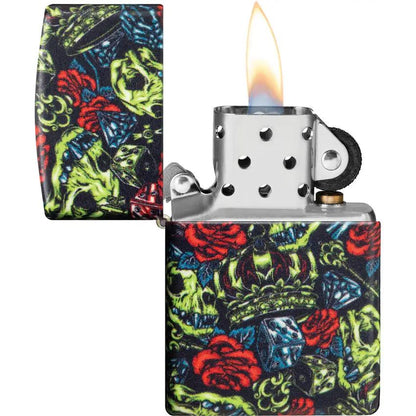 Zippo Skull Crown Design Lighter - Premium 540 Color Wrap Finish For Collectors And Gift Buyers by Zippo
