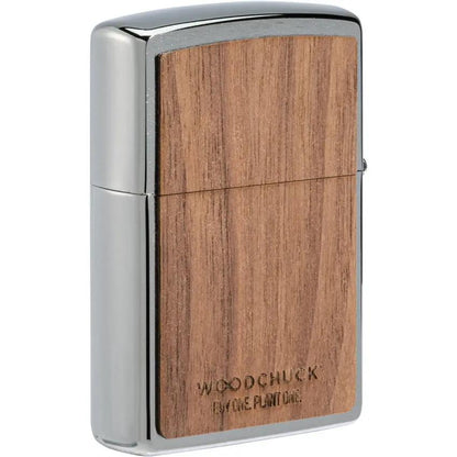 Zippo Woodchuck Walnut Leaves - Laser Cut Walnut Wood With Brushed Chrome Frame For Collectors by Zippo