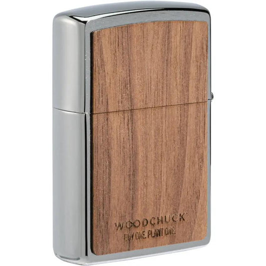 Zippo Woodchuck Walnut Leaves - Laser Cut Walnut Wood With Brushed Chrome Frame For Collectors by Zippo
