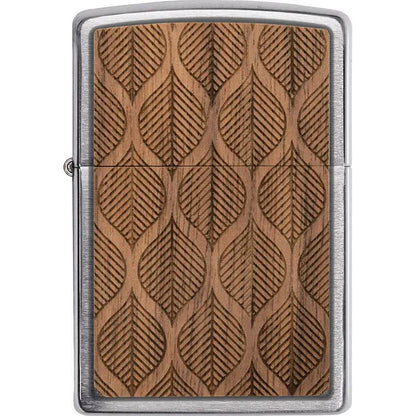 Zippo Woodchuck Walnut Leaves - Laser Cut Walnut Wood With Brushed Chrome Frame For Collectors by Zippo