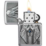 Zippo Praying Woman Emblem 49756 - Brushed Chrome Collectible For Spiritual Gift Lovers by Zippo