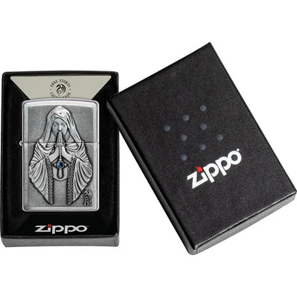 Zippo Praying Woman Emblem 49756 - Brushed Chrome Collectible For Spiritual Gift Lovers by Zippo