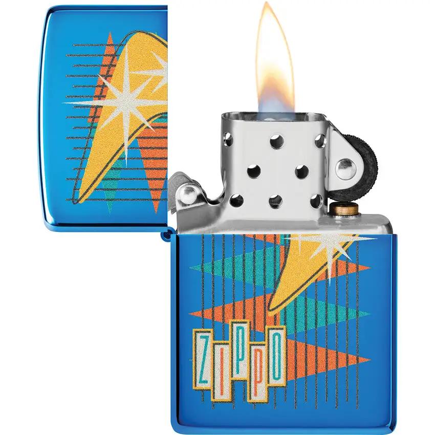 Zippo Retro Design Lighter - High Polish Blue Finish Boxed Gift for Collectors and Enthusiasts by Zippo