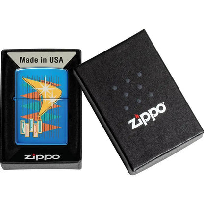 Zippo Retro Design Lighter - High Polish Blue Finish Boxed Gift for Collectors and Enthusiasts by Zippo