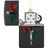 Zippo Rose Dagger Tattoo Lighter - Black Crackle Finish Collectible Gift For Tattoo Fans by Zippo