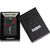 Zippo Rose Dagger Tattoo Lighter - Black Crackle Finish Collectible Gift For Tattoo Fans by Zippo