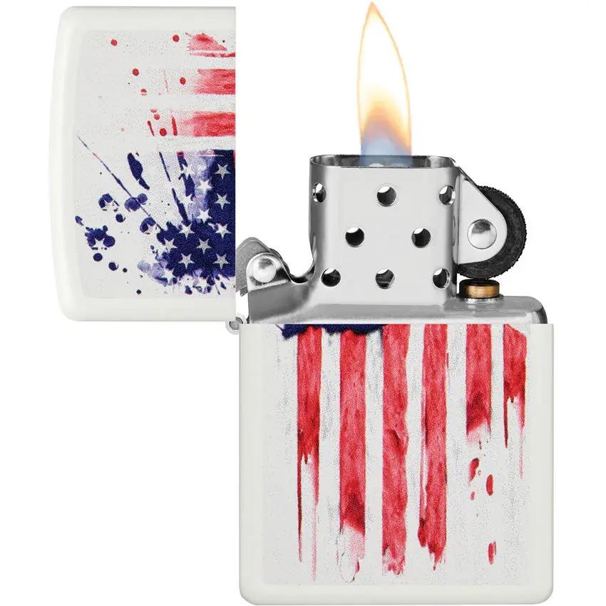 Zippo Flag Lighter 49783 - White Matte Finish Portable Boxed Gift For Collectors by Zippo