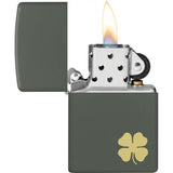 Zippo Four Leaf Clover Lighter - Green Matte Finish Boxed Gift For Zippo Collectors by Zippo