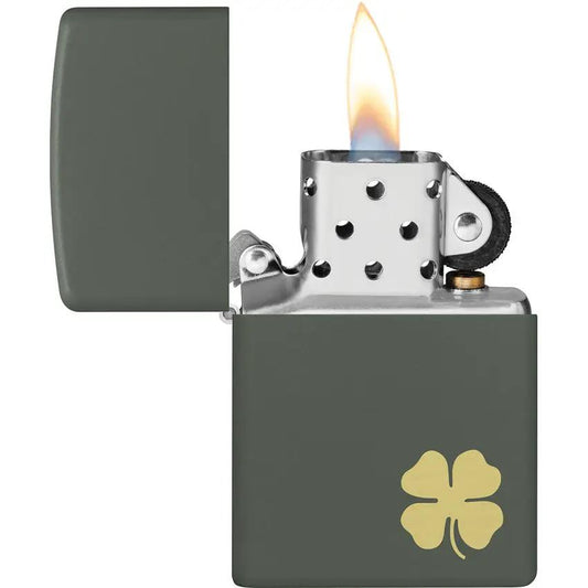 Zippo Four Leaf Clover Lighter - Green Matte Finish Boxed Gift For Zippo Collectors by Zippo