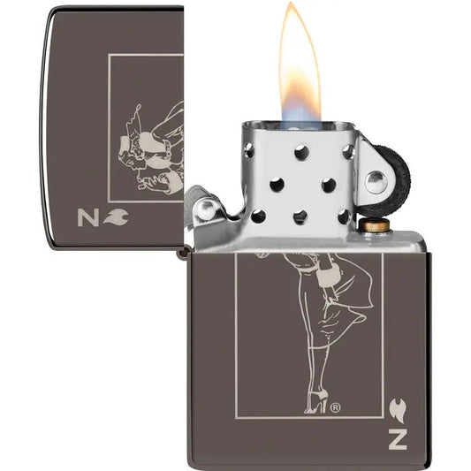 Zippo Windy Design Lighter Black Ice Finish 49797 - Gift for Collectors and Everyday Carry Fans by Zippo