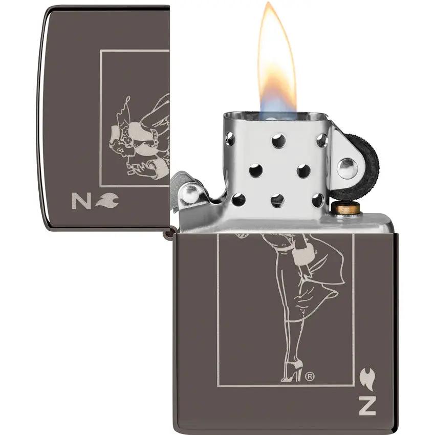 Zippo Windy Design Lighter Black Ice Finish 49797 - Gift for Collectors and Everyday Carry Fans by Zippo