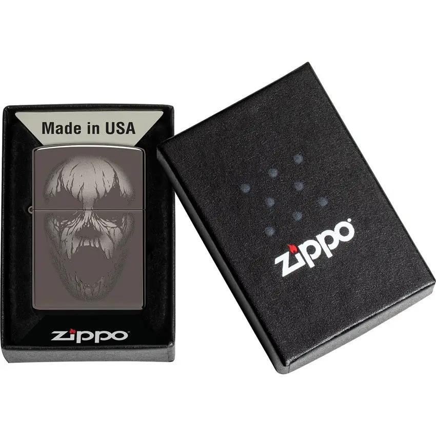 Zippo Screaming Monster Lighter - Black Ice Finish Windproof Design Boxed Gift For Rock Fans by Zippo