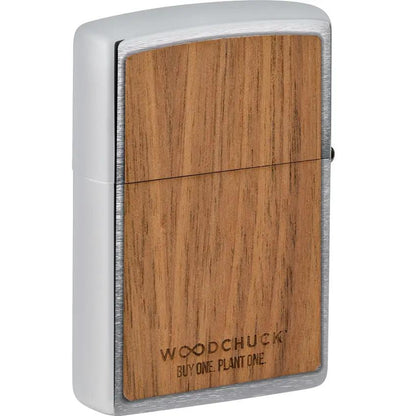 Zippo Woodchuck Mountain Lighter Brushed Chrome With Laser Cut Emblem - Eco Plant Program by Zippo