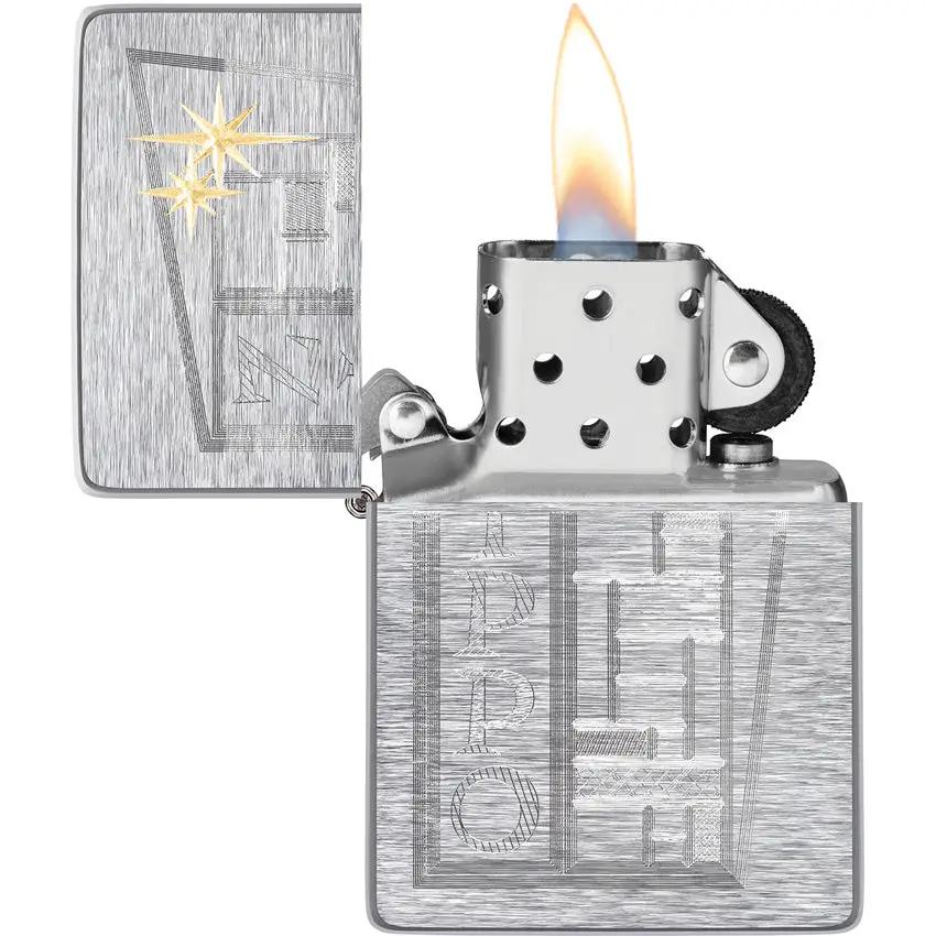 Zippo Lighter Retro Design 49801 Brushed Chrome - Vintage Look For Collectors And Everyday Carry by Zippo