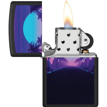 Zippo Sunset Black Light Lighter - UV Scene Reveal Under Ultraviolet Light For Collectors And Gift Buyers by Zippo