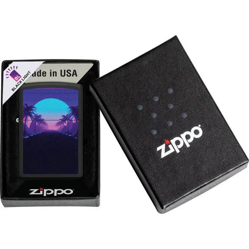 Zippo Sunset Black Light Lighter - UV Scene Reveal Under Ultraviolet Light For Collectors And Gift Buyers by Zippo