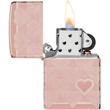 Zippo Rose Gold Heart Design Lighter - High Polish Finish Ideal Gift for Her Collectors Boxed Edition by Zippo