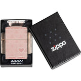 Zippo Rose Gold Heart Design Lighter - High Polish Finish Ideal Gift for Her Collectors Boxed Edition by Zippo