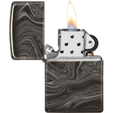 Zippo Marble Pattern Design Lighter - Premium Black Ice Finish for Collectors and Everyday Carry Enthusiasts by Zippo