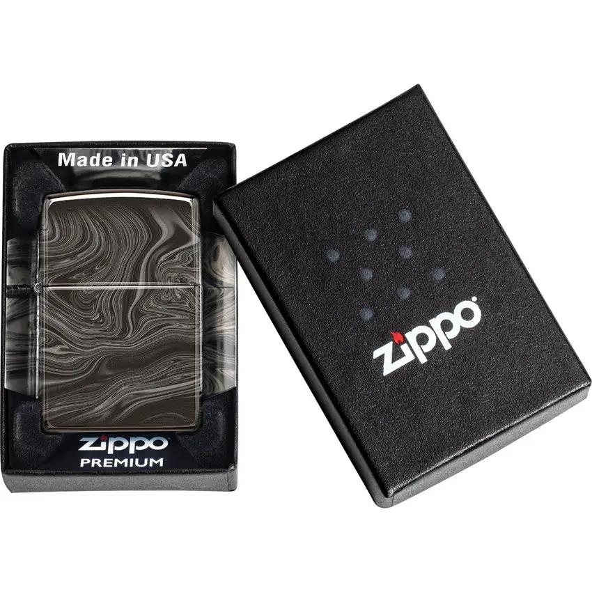 Zippo Marble Pattern Design Lighter - Premium Black Ice Finish for Collectors and Everyday Carry Enthusiasts by Zippo