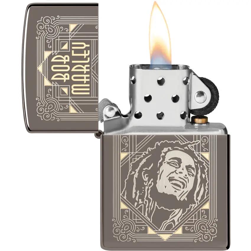 Zippo Bob Marley Lighter - Black Ice Finish Licensed Bob Marley Design Boxed Gift For Reggae Fans by Zippo