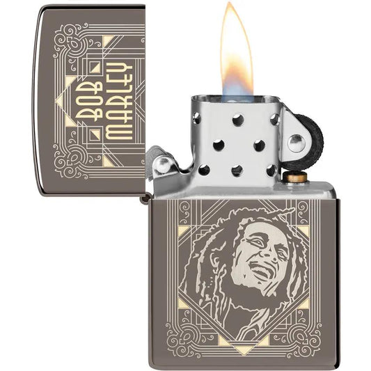 Zippo Bob Marley Lighter - Black Ice Finish Licensed Bob Marley Design Boxed Gift For Reggae Fans by Zippo