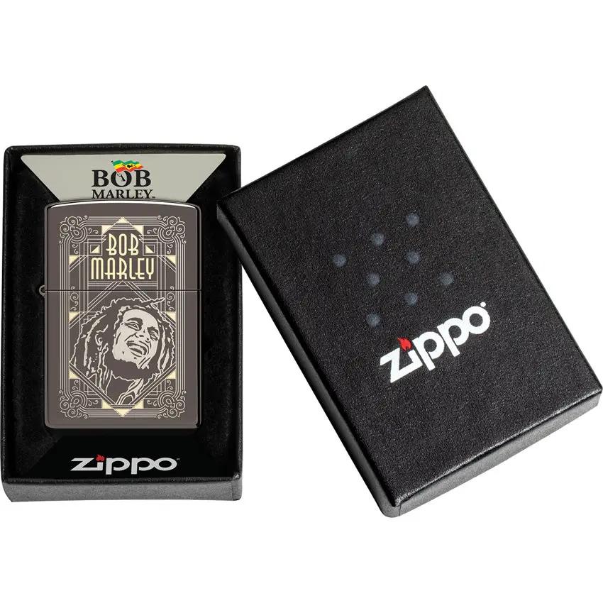 Zippo Bob Marley Lighter - Black Ice Finish Licensed Bob Marley Design Boxed Gift For Reggae Fans by Zippo