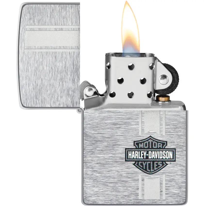 Zippo Harley-Davidson Design Lighter - Brushed Chrome Finish Officially Licensed by Zippo