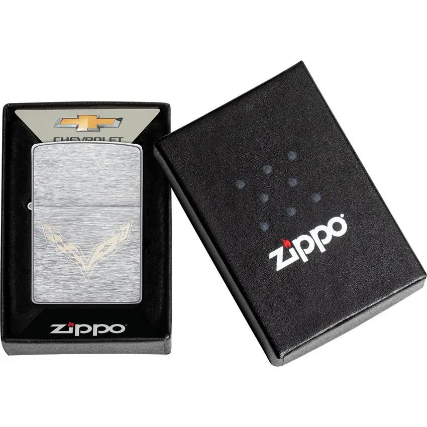 Zippo Corvette Lighter - Brushed Chrome Finish Officially Licensed GM Collectors Edition For Corvette Enthusiasts by Zippo