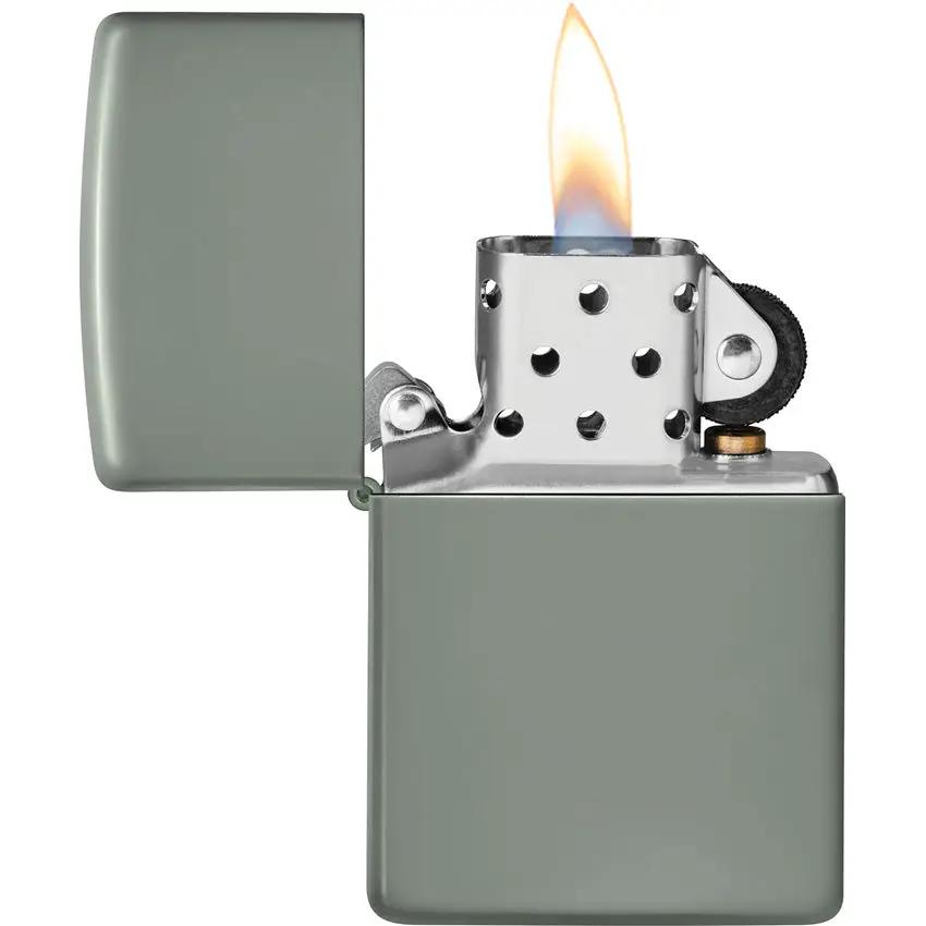 Zippo Lighter Sage Finish Logo Free - Everyday Carry Gift Ready Durable Classic Pocket Companion by Zippo