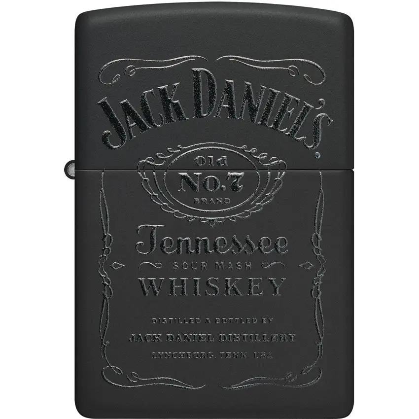 Zippo Jack Daniel's Lighter With Black Leather Pouch Set Matte Black 48460 - Officially Licensed Collectors Item by Zippo