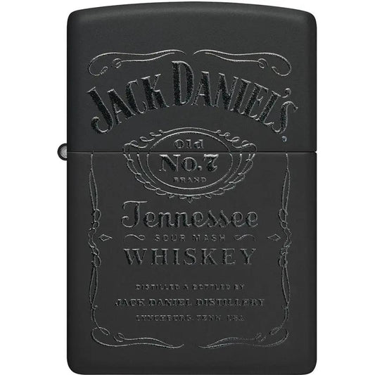 Zippo Jack Daniel's Lighter With Black Leather Pouch Set Matte Black 48460 - Officially Licensed Collectors Item by Zippo