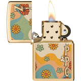 Zippo Flower Power Design Lighter - Gold Finish Gift Ready Collectible For Zippo Fans by Zippo