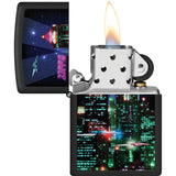 Zippo Cyber City Design Lighter - Black Matte Finish For Everyday Carry And Urban Style Fans by Zippo